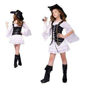 Pirate Halloween Costume Girl Pirate Cosplay Costume Size 7-9 yrs